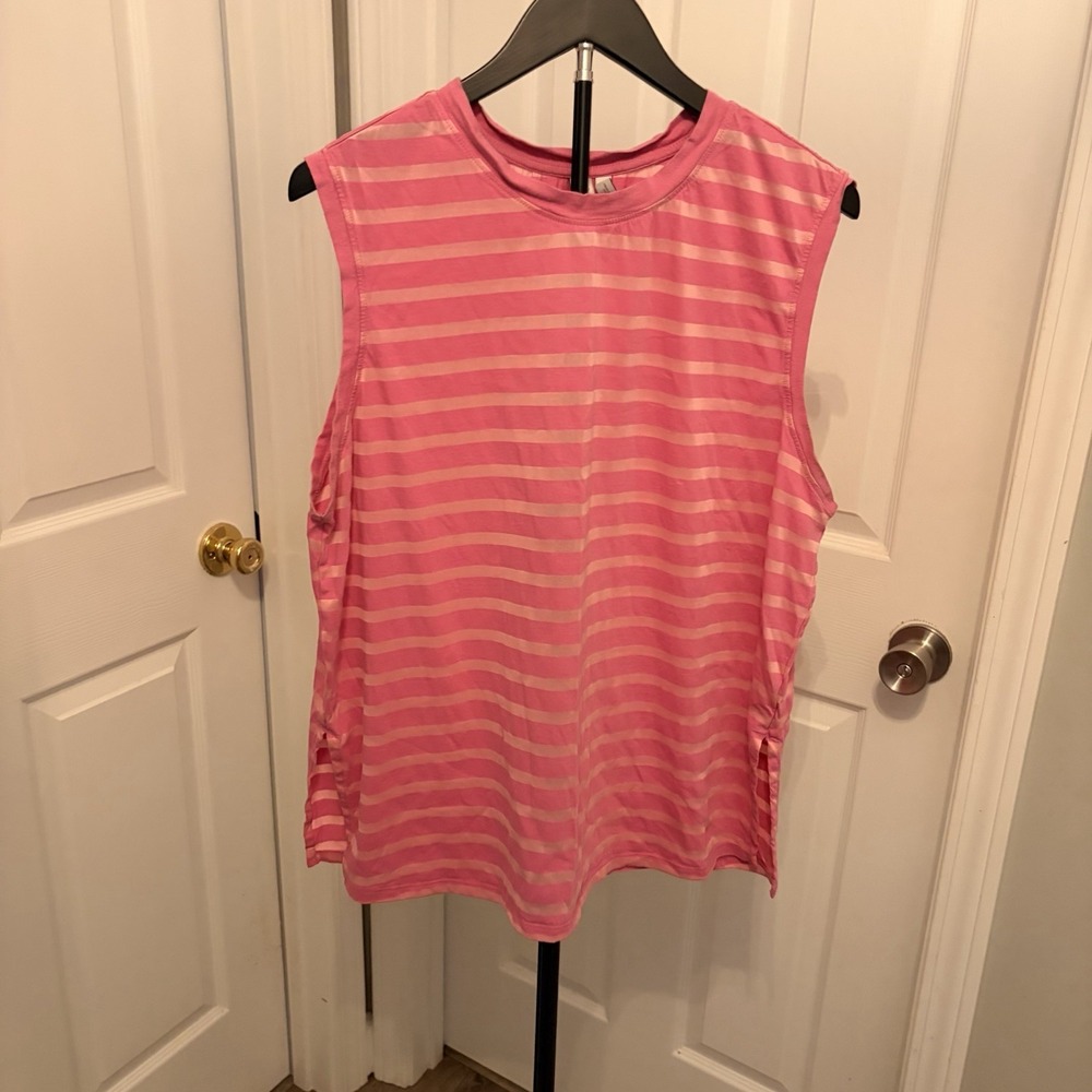 Z by Zella Shadow Striped Print Muscle Tank Top Pink Surprise XL Barbiecore‎ gym
